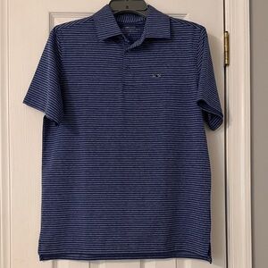 Vineyard Vines On The Go Sankaty Polo Boy’s XL 18 Navy Striped Shirt